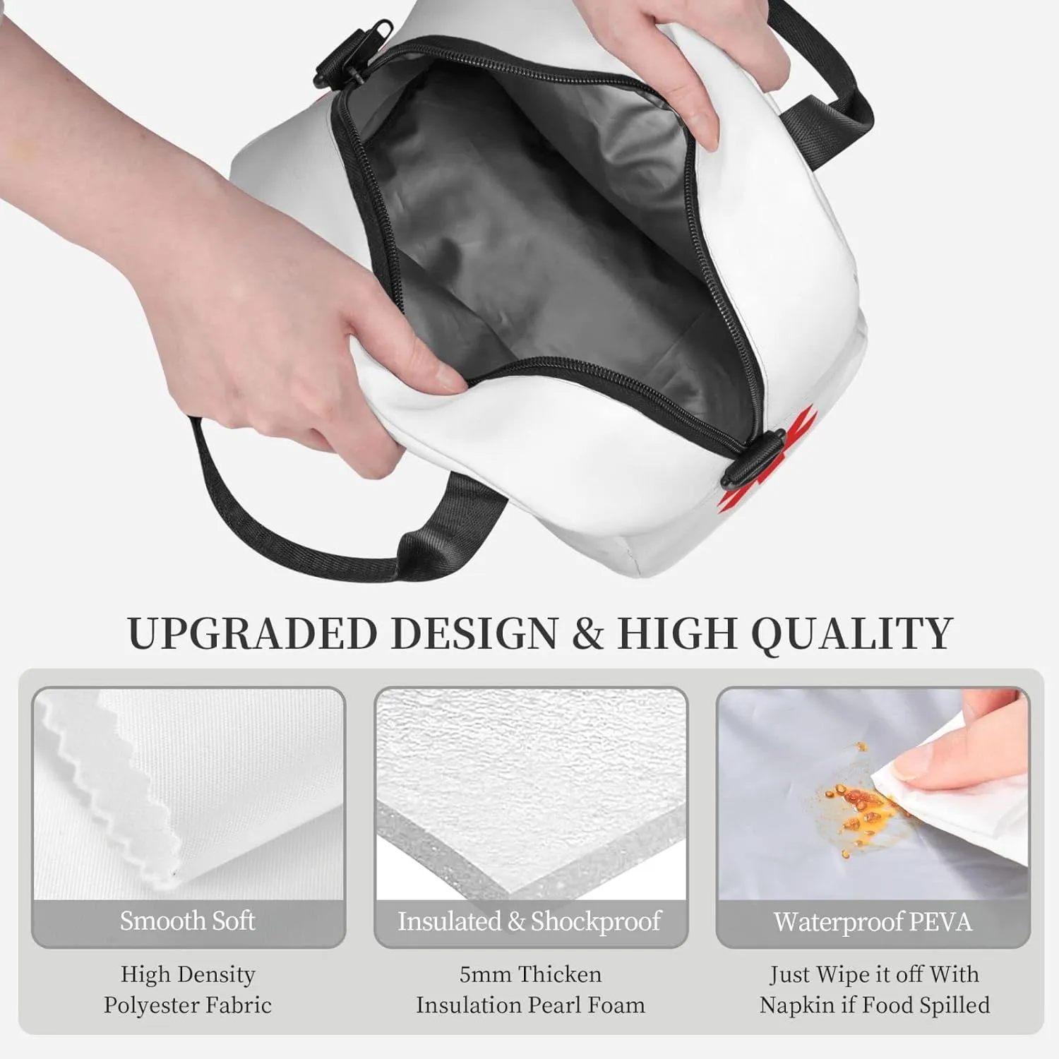 bassyil Insulated Lunch Bag Reusable Lunch Box With Adjustable Shoulder Strap Cooler Tote Bag For Men Women (red)