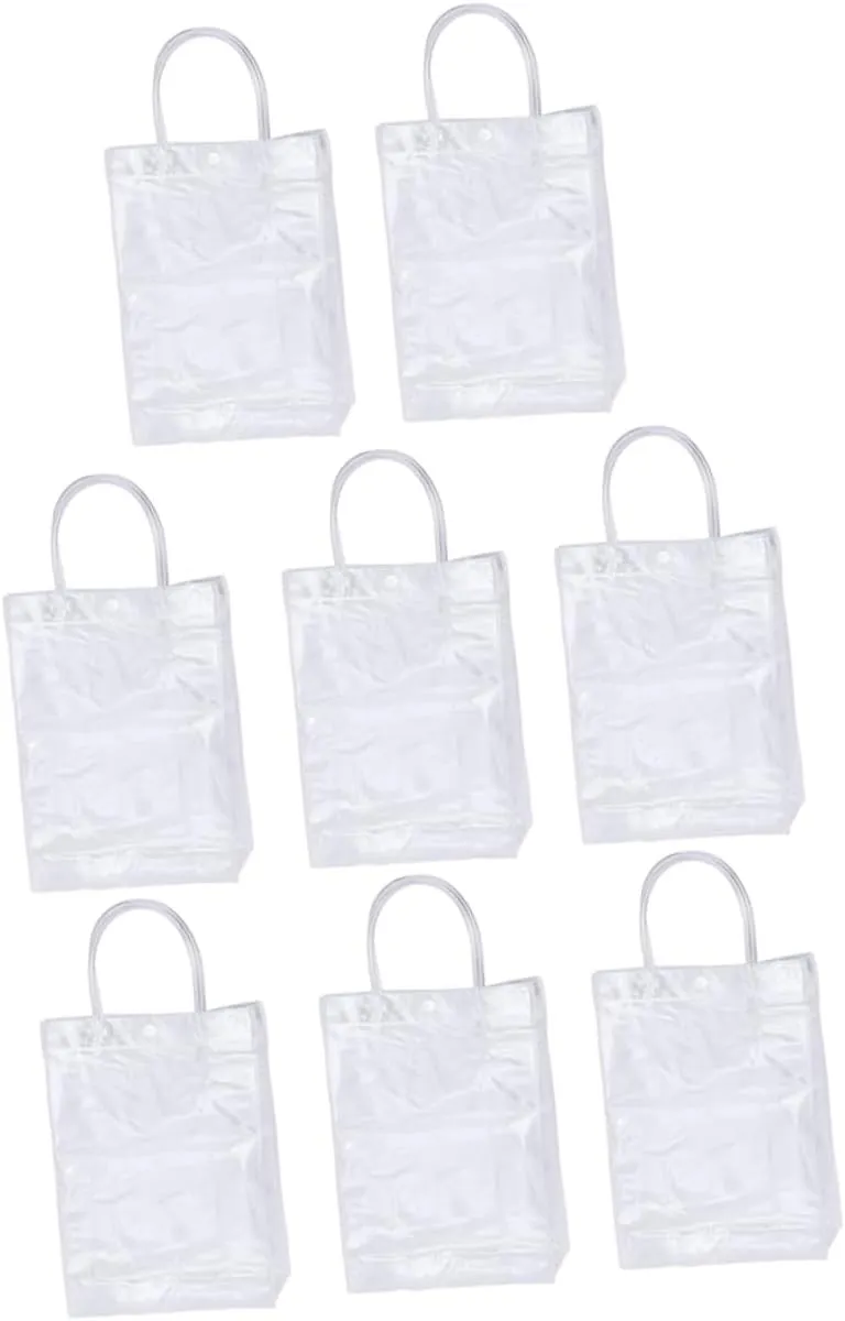 BAZEITFLOW Elegant Pvc Handbags 8pcs Tote Bags for Parties Weddings Birthdays and Christmas