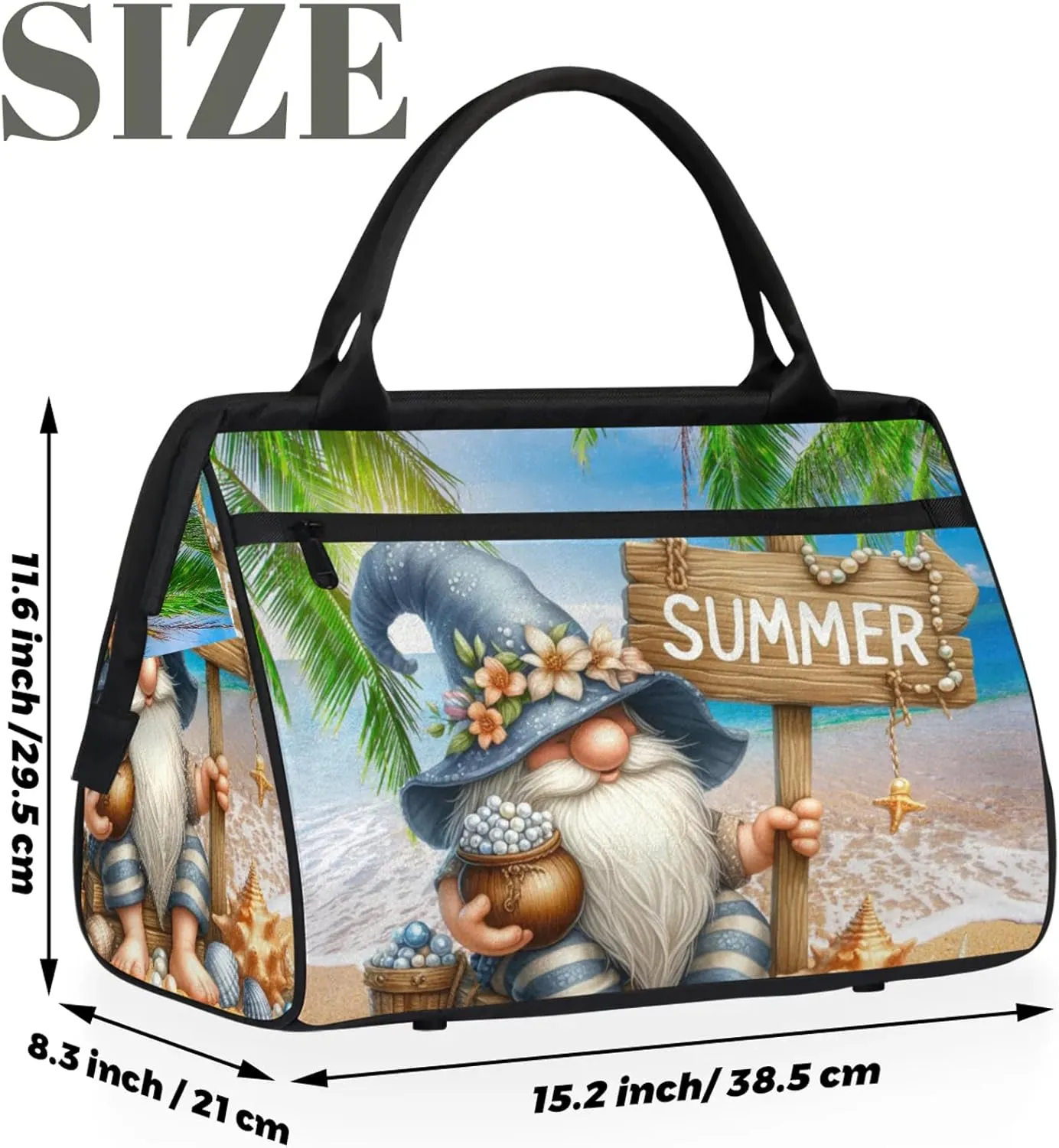 Beach Palm Leaf Pearl Travel Duffel Bag Gym Tote Bag for Women Men Waterproof Weekend Overnight Bag Carry On Tote Luggage with Pocket Personal Item Bags Sports Bag fit Travel Sports Gym Yoga