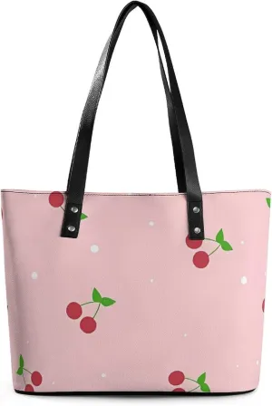 Beach Tote Bags Travel Totes Bag Shopping Zippered Tote for Women Large Capacity Handbag and Purses for Office, Travel,Pink cherry