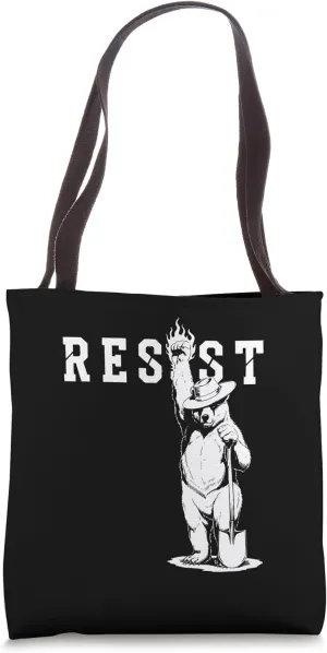 Bear Resist Clenched Fist Activist Protest Environmental Tote Bag