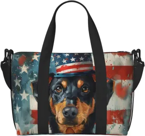 Beauceron print Travel Duffel Bag, Sports Tote Gym Bag, Swim Pool Bag Large Shoulder Tote Bag for Beach Weekender, 202-406-121