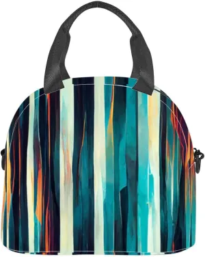 Beautiful abstract panoramic Multi colored pictorial ornament vertical Lunch Box for Women Men Adult Freezable Insulated Lunch Tote Bag for Work With Shoulder Strap Soft Large Small Cooler Bag Pail