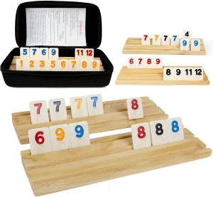 BECKVEC- Dominos Set 4-6 Player, Rumy Cube 6-Player Edition 6 Wooden Frames, 160 Varami Cube Travel Game Set with Portable Box