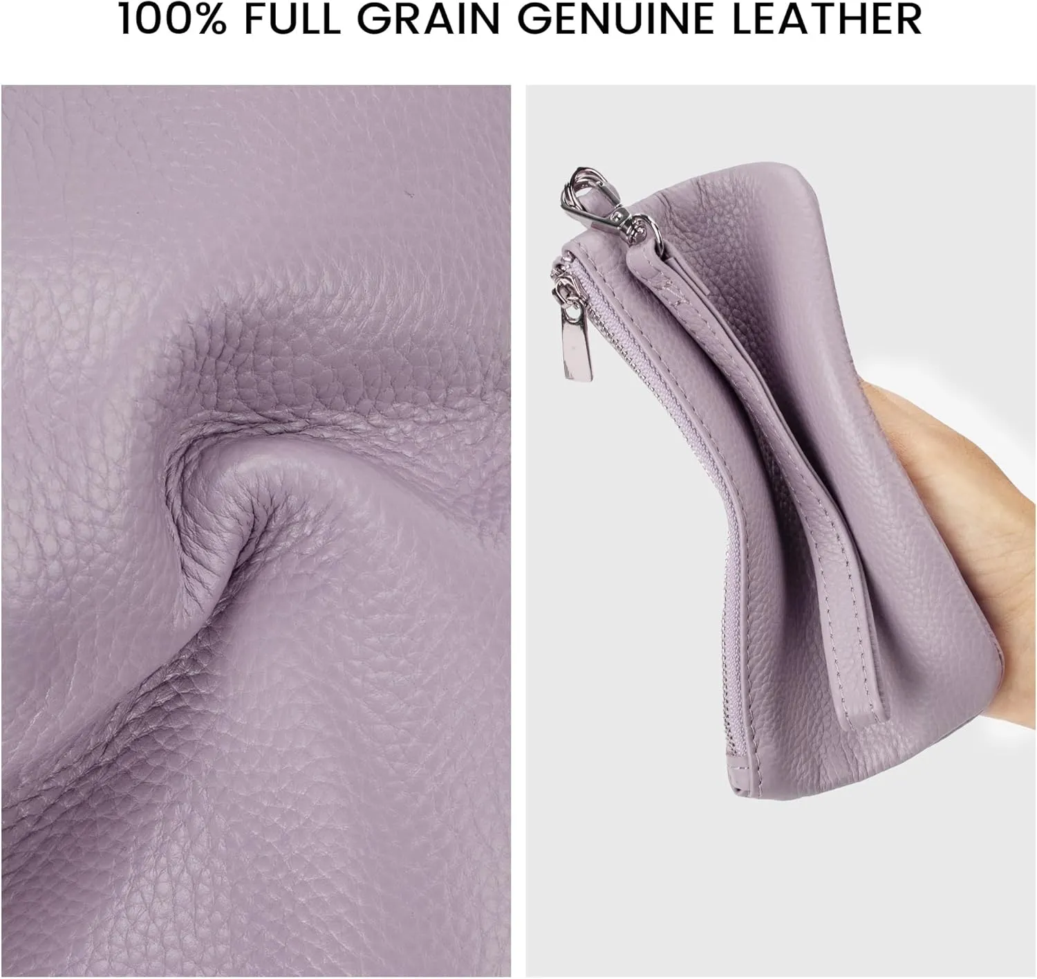 befen Genuine Leather Wristlet Coin Purse, Small Italian Leather Zipper Wallet Pouch for Women 6.75 x 3.75