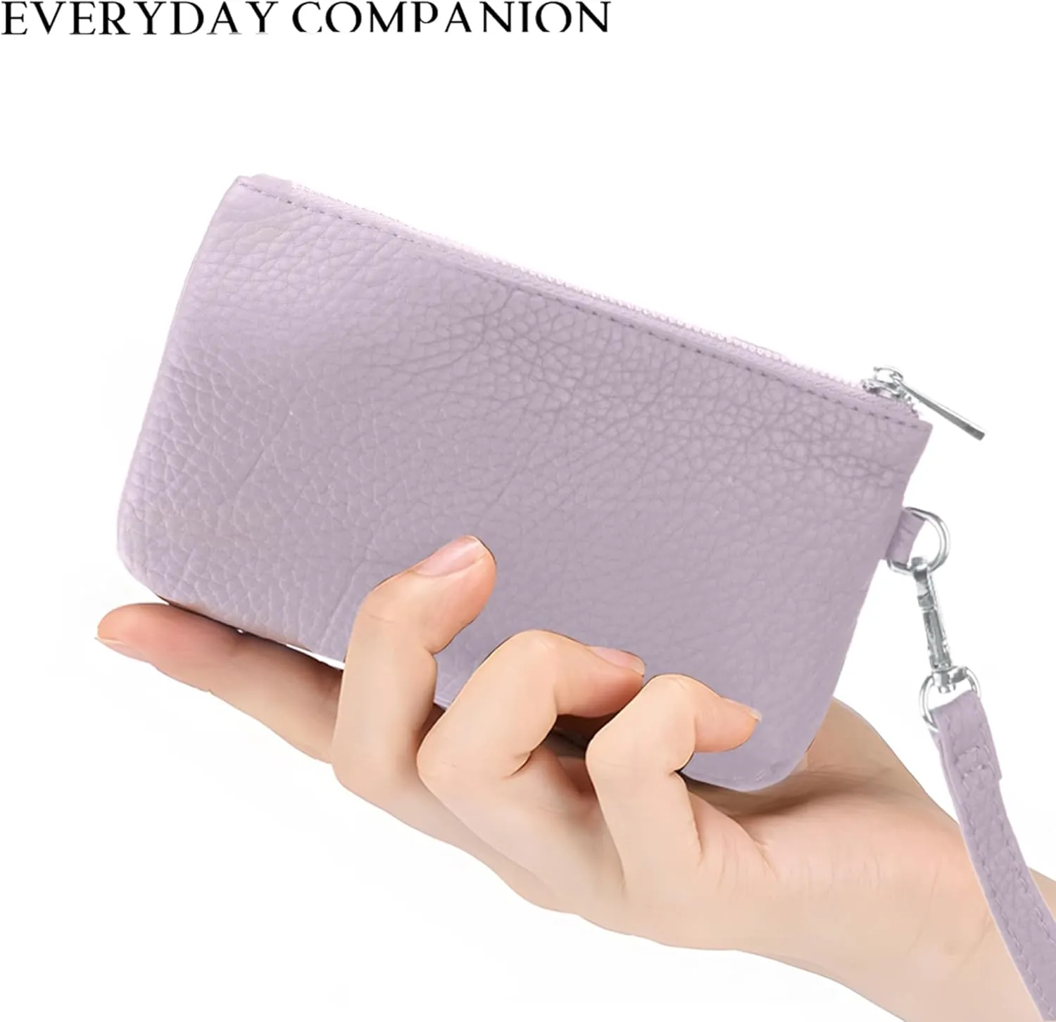 befen Genuine Leather Wristlet Coin Purse, Small Italian Leather Zipper Wallet Pouch for Women 6.75 x 3.75