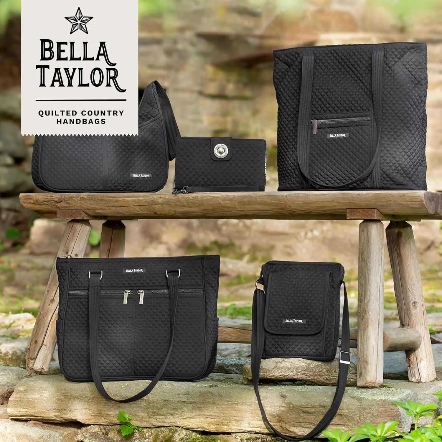 Bella Taylor Blakely - Hobo Shoulder Bag for Women - Lightweight Quilted Fabric Purse with Pockets