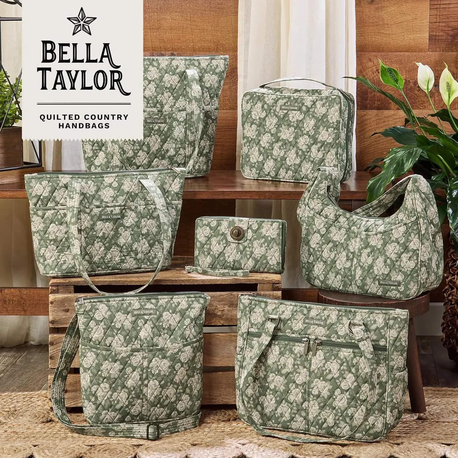 Bella Taylor Blakely - Hobo Shoulder Bag for Women - Lightweight Quilted Fabric Purse with Pockets