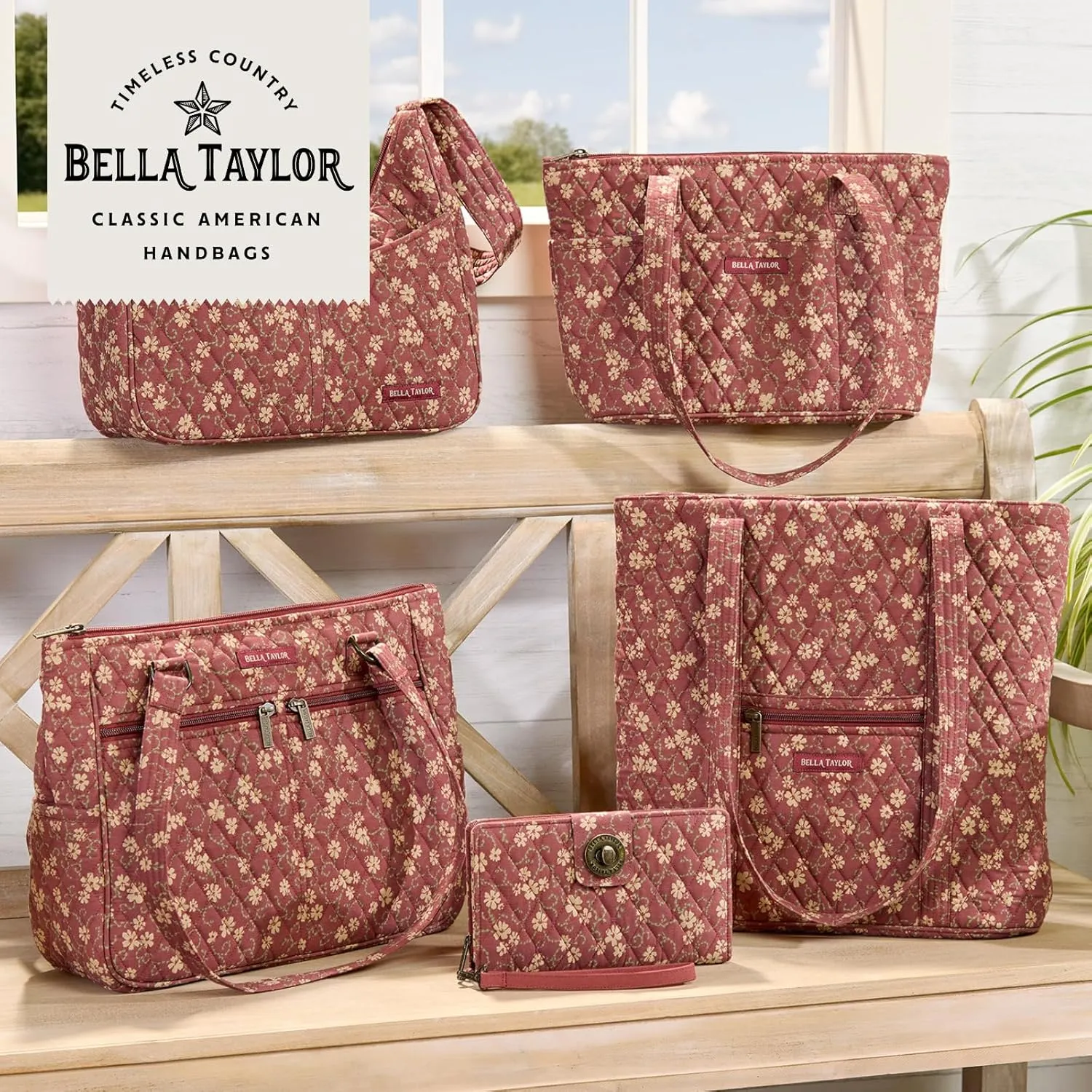 Bella Taylor Blakely - Hobo Shoulder Bag for Women - Lightweight Quilted Fabric Purse with Pockets