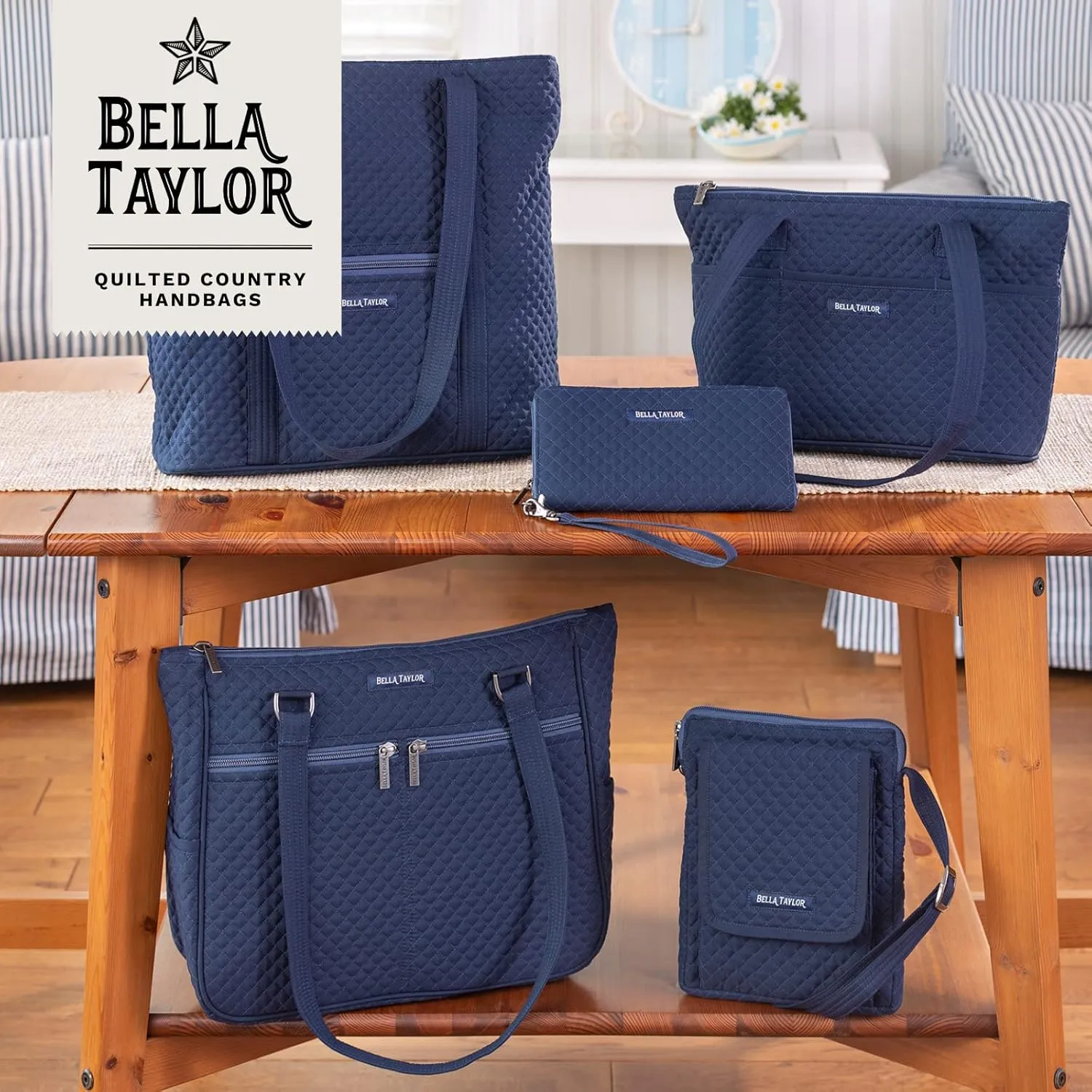 Bella Taylor Small Tote | Lightweight Quilted Fabric Purses for Women