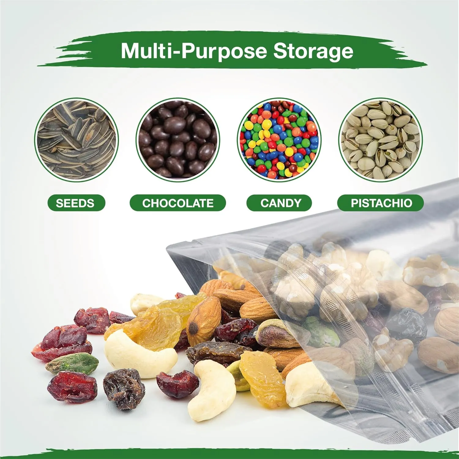 BELLE KR® 4x6 Mylar Bags for Freeze Dried Candy - Pack Of 100-7.5mil Thick - 1/2 Pint Stand Up Small Clear Mylar Bags with See Through Window for Freeze Drying - Labels Included