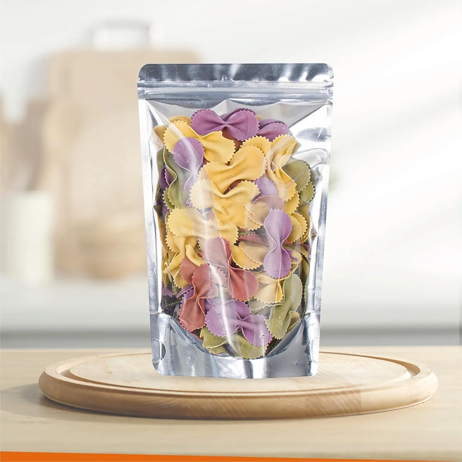 BELLE KR® Pint 5x8 Mylar Bags for Food Storage - Pack Of 200-7.5mil Thickness - Stand Up Clear Mylar Bags with See Through Window - Resealable