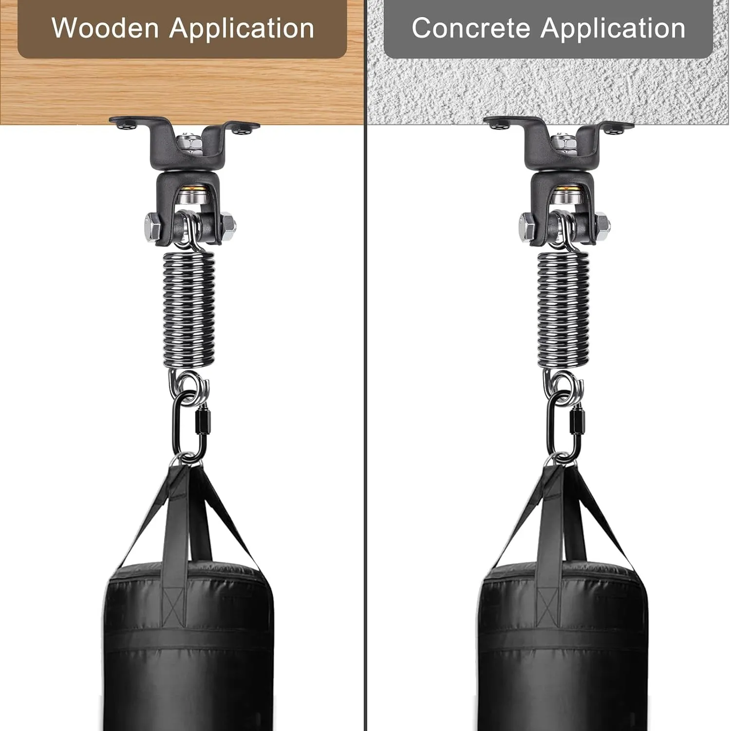 BeneLabel Boxing Bag Hanger with Spring,Heavy Duty Spring & Swivel Mount for Punching Bags, 360° Rotation, Easy to Install