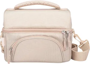 Bentgo Deluxe Lunch Bag - Durable and Insulated Lunch Tote with Zippered Outer Pocket, Internal Mesh Pocket, Padded & Adjustable Straps, & 2-Way Zippers - Fits Most Lunch Boxes (Sand)