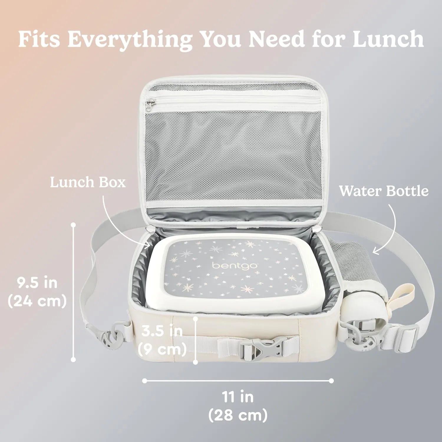 Bentgo Kids Lunch Bag (Whimsy & Wonder Collection) - Durable, Double-Insulated Lunch Bag for Kids 3 ; Holds Lunch Box/Water Bottle/Snacks; Water-Resistant Fabric & Zip Pockets (Starry Sprinkle)