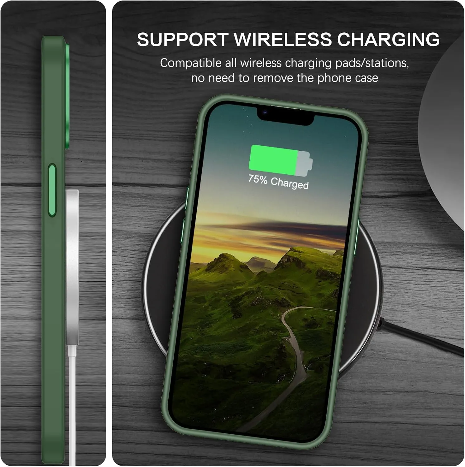BENTOBEN Magnetic for iPhone 13 Case & iPhone 14 Case [Compatible with Magsafe] Translucent Matte Phone Case iPhone 13/14 Slim Shockproof Women Men Protective Cover for iPhone 13/14 6.1", Dark Green