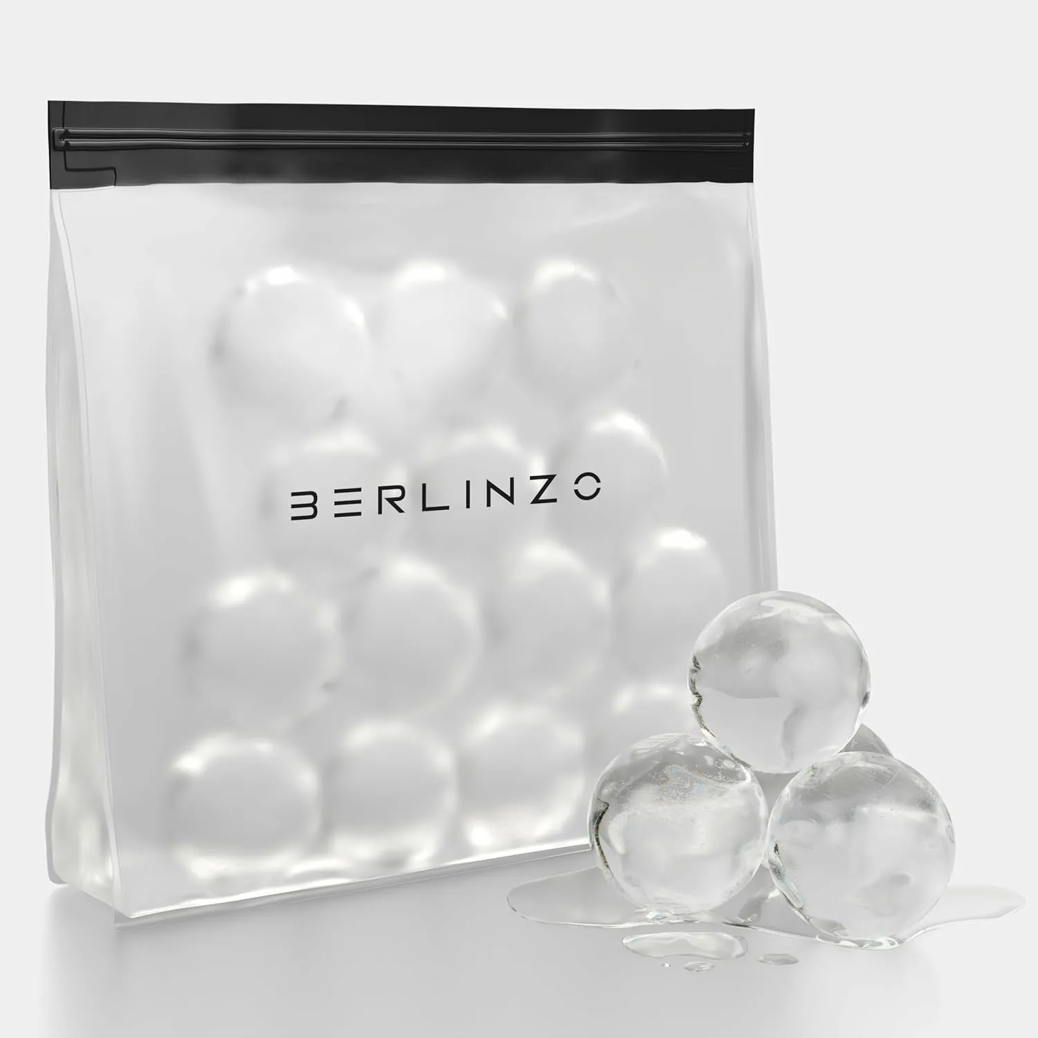 BERLINZO Large Reusable Ice Storage Bag - Freezer Safe Leak Proof Silicone and Plastic-Free Lunch Bag for Ice and Food Storage - BPA-Free XL Size