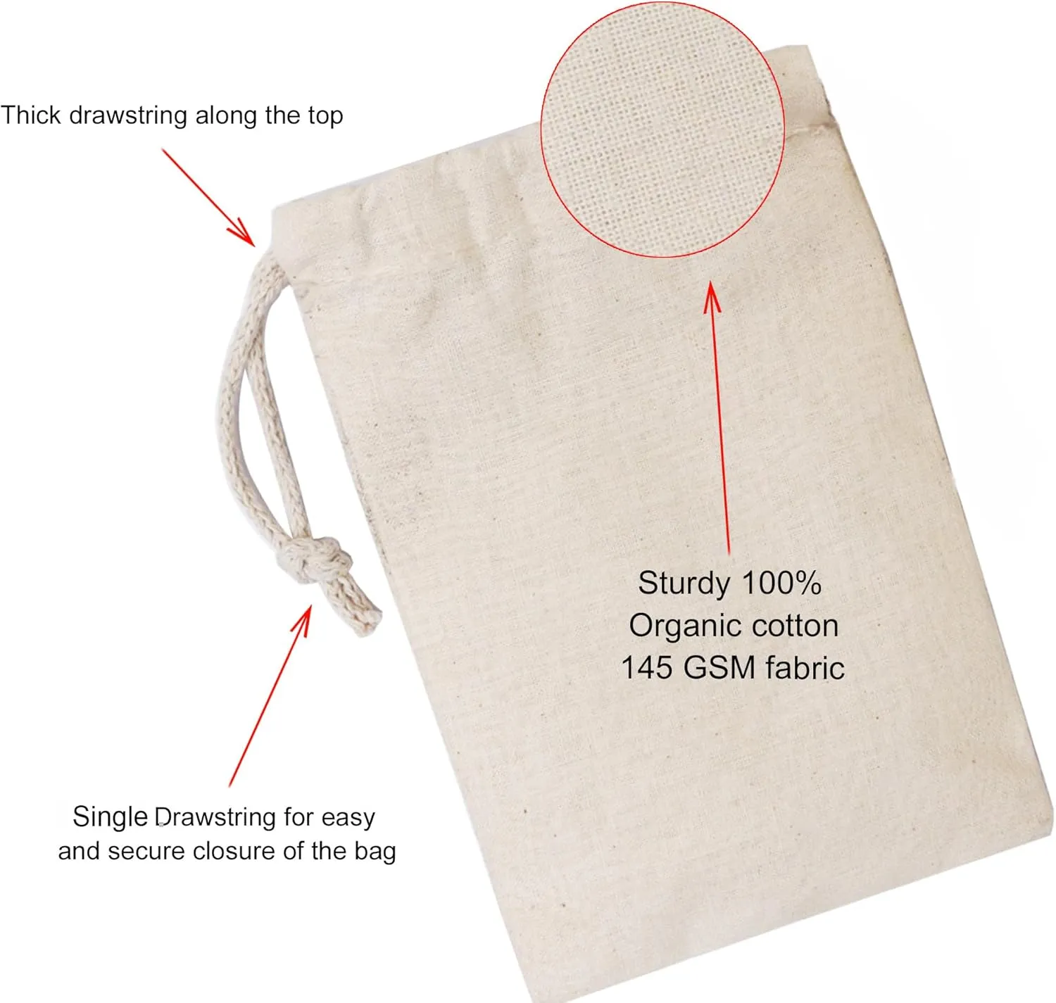 BigLotBags Pack of 25 (12 x 16 Inches) Premium Cotton Muslin Bags 100% Organic Cotton Single Drawstring Premium Quality Eco Friendly Natural Reusable Bags