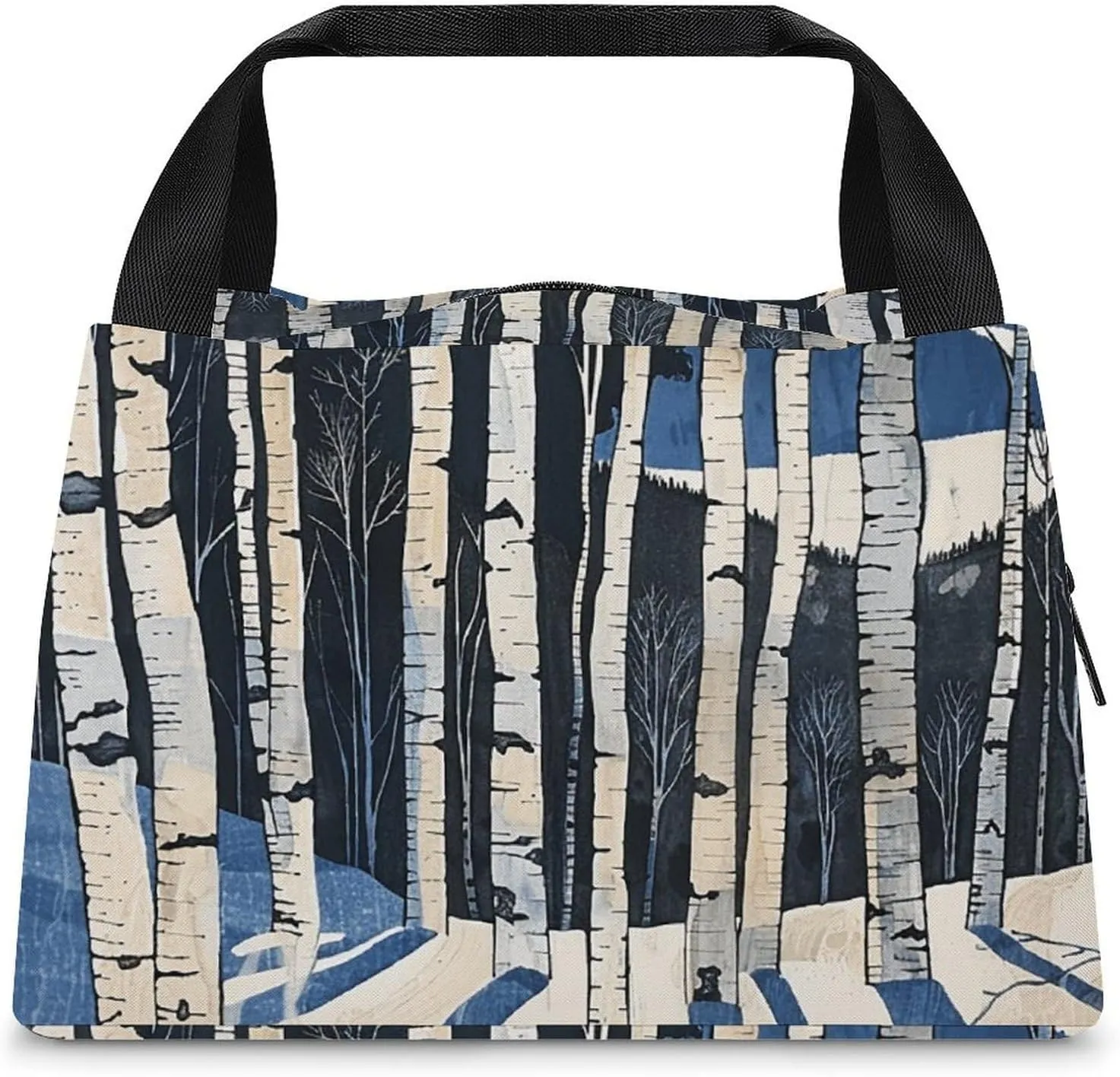 Birch Tree in Winter Lunch Bag for Women Men Reusable Lunch Tote Bags Insulated Lunch Box Large Capacity Lunchbox Cooler Lunch Container for Work Office Picnic Travel