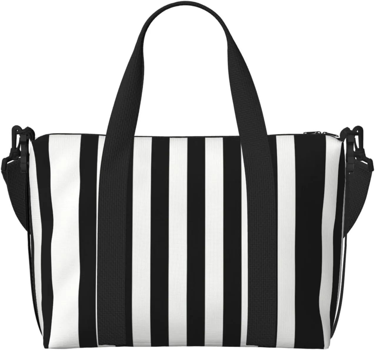 Black and-White Stripes Duffel Bags for Traveling - Lightweight Personal Item Travel Bags, Gym Bags for Men and Women
