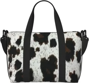 black cow print Travel Duffel Bag, Sports Tote Gym Bag, Swim Pool Bag Large Shoulder Tote Bag for Beach Weekender, 202-406-121