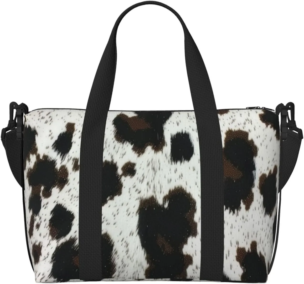 black cow print Travel Duffel Bag, Sports Tote Gym Bag, Swim Pool Bag Large Shoulder Tote Bag for Beach Weekender, 202-406-121