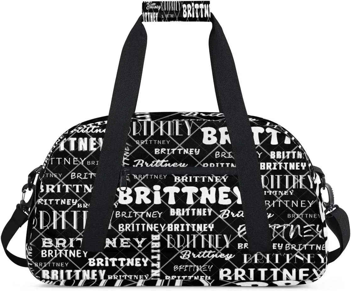 Black Personalized Duffle Bag for Kids Custom Dance Ballet Bag with Name Lightweight Travel Weekender Overnight Bags Sport Gym Duffel Bag Workout Carry On Tote for Girls Boys