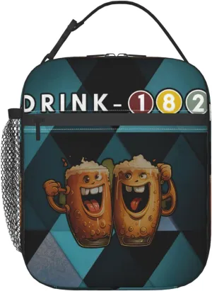 Blink Classic Rock 182 Insulated Lunch Bag Reusable Lunch Tote Bag Lunch Container Meal Holder with Detachable Buckle Handle Lunch Zipper Cooler Bag for Work Portable Handbag, Black
