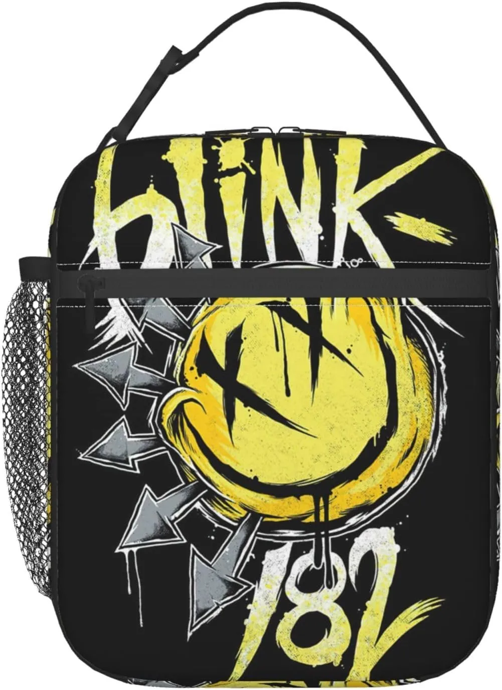 Blink Classic Rock 182 Insulated Lunch Box Reusable Lunch Tote Bag Lunch Container Meal Holder with Detachable Buckle Handle Lunch Zipper Cooler Bag for Sport Beautiful Handbag