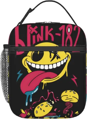Blink Classic Rock 182 Insulated Lunch Box Reusable Lunch Tote Bag Lunch Container Meal Holder with Side Pocket Lunch Zipper Cooler Bag for Gym Beautiful Handbag, Black