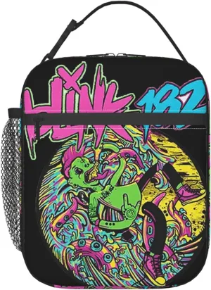Blink Classic Rock 182 Insulated Lunch Box Reusable Lunch Tote Bag Lunch Organizer Meal Holder with Detachable Buckle Handle Lunch Zipper Cooler Bag for Travel Classic Handbag, Black