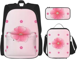 Blooming carnations Large capacity durable school bag   pencil case   lunch bag, accompany your children to study happily every day