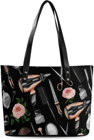 Blue And White Floral Toile Leather Handbag Smooth Wrinkle Resistant Lightweight And Convenient