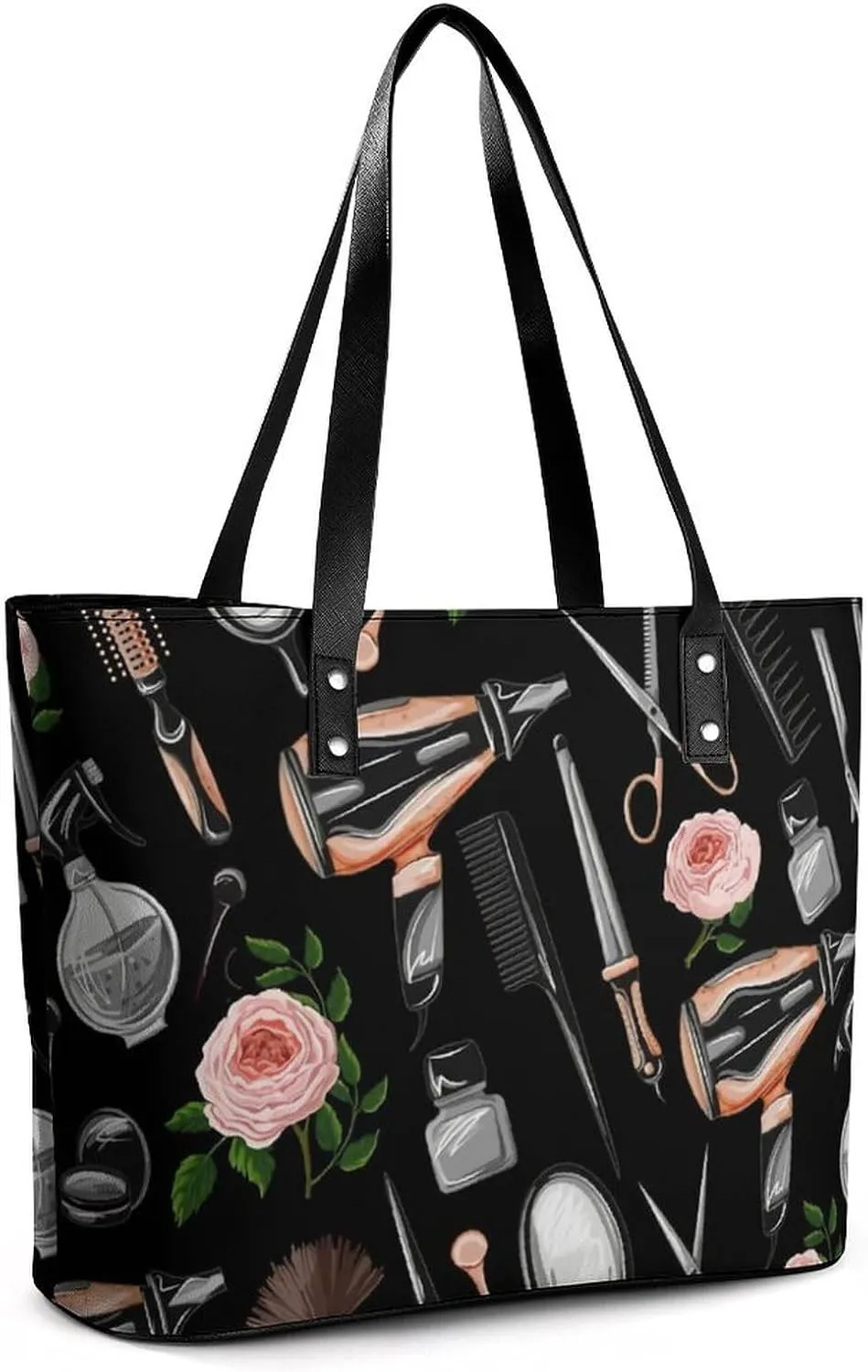 Blue And White Floral Toile Leather Handbag Smooth Wrinkle Resistant Lightweight And Convenient