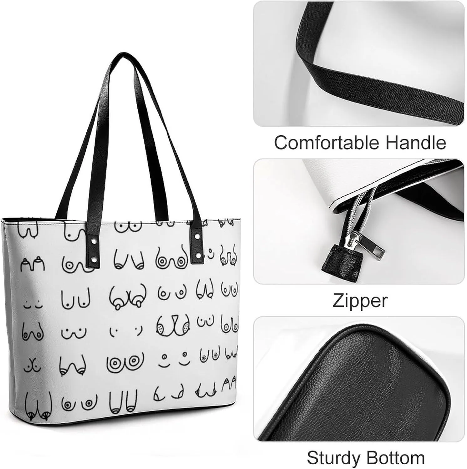 Blue Chinese Landscape Painting Leather Handbag Smooth Wrinkle Resistant Lightweight And Convenient