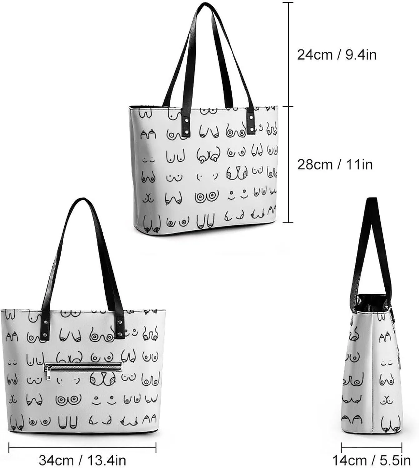 Blue Chinese Landscape Painting Leather Handbag Smooth Wrinkle Resistant Lightweight And Convenient