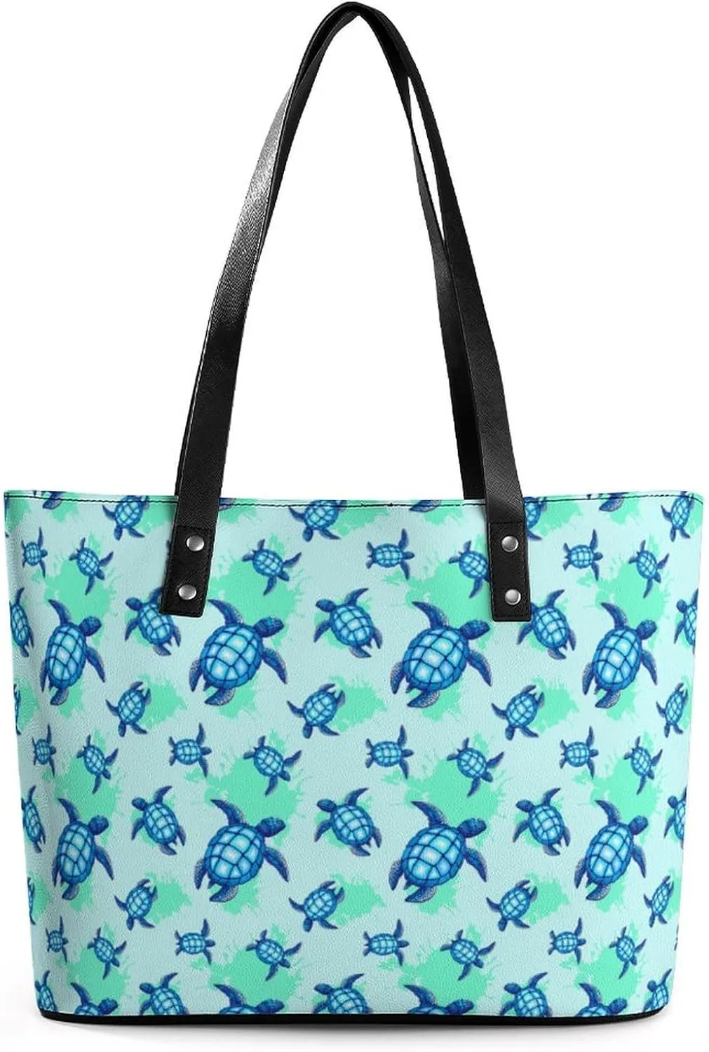 Blue Chinese Landscape Painting Leather Handbag Smooth Wrinkle Resistant Lightweight And Convenient