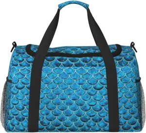Blue Fish Scale. Print Weekender Bag Large Capacity Hand Travel Bag Carry On Tote Airplane Travel Tote