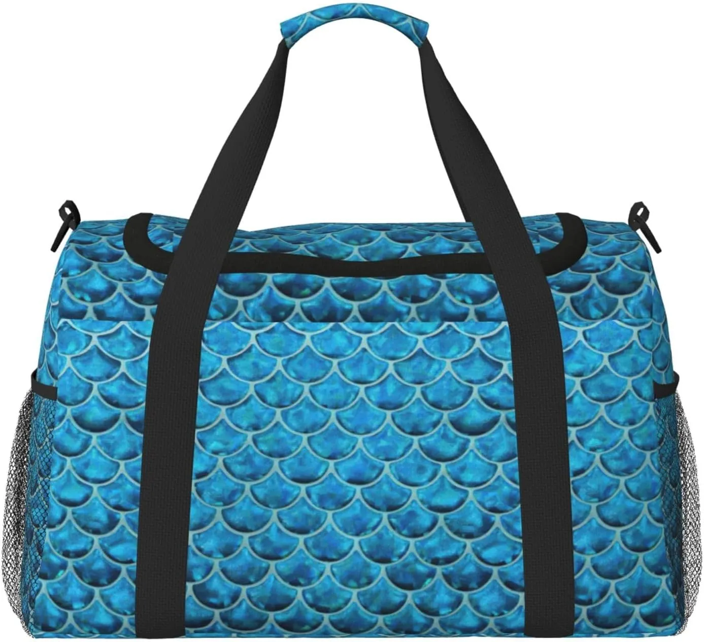 Blue Fish Scale. Print Weekender Bag Large Capacity Hand Travel Bag Carry On Tote Airplane Travel Tote