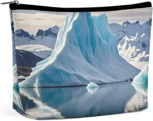 Blue Iceberg Travel Makeup Bag Large Toiletry Bag for Women Waterproof Cosmetic Bags for Purse Portable Makeup Organizer Bags Cute Zipper Pouch Cosmetic Pouch Funny Travel Makeupbag
