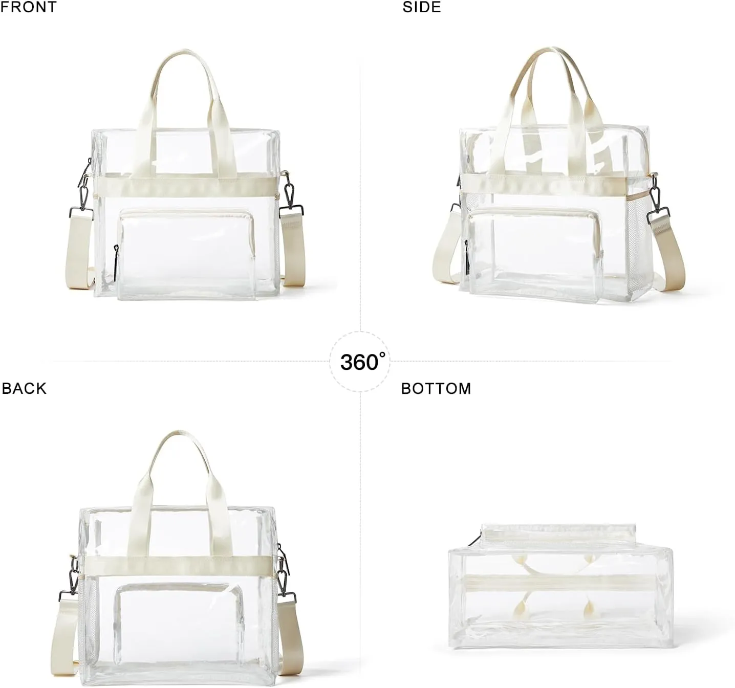 Bluome Clear Bag For Stadium Events 12×6×12 Crossbody Beach Lunch Tote Transparent Bag Purse Stadium Approved For Women Men