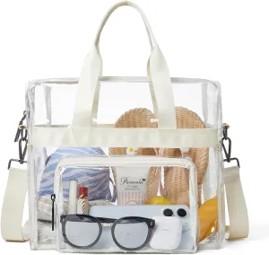 Bluome Clear Bag For Stadium Events 12×6×12 Crossbody Beach Lunch Tote Transparent Bag Purse Stadium Approved For Women Men