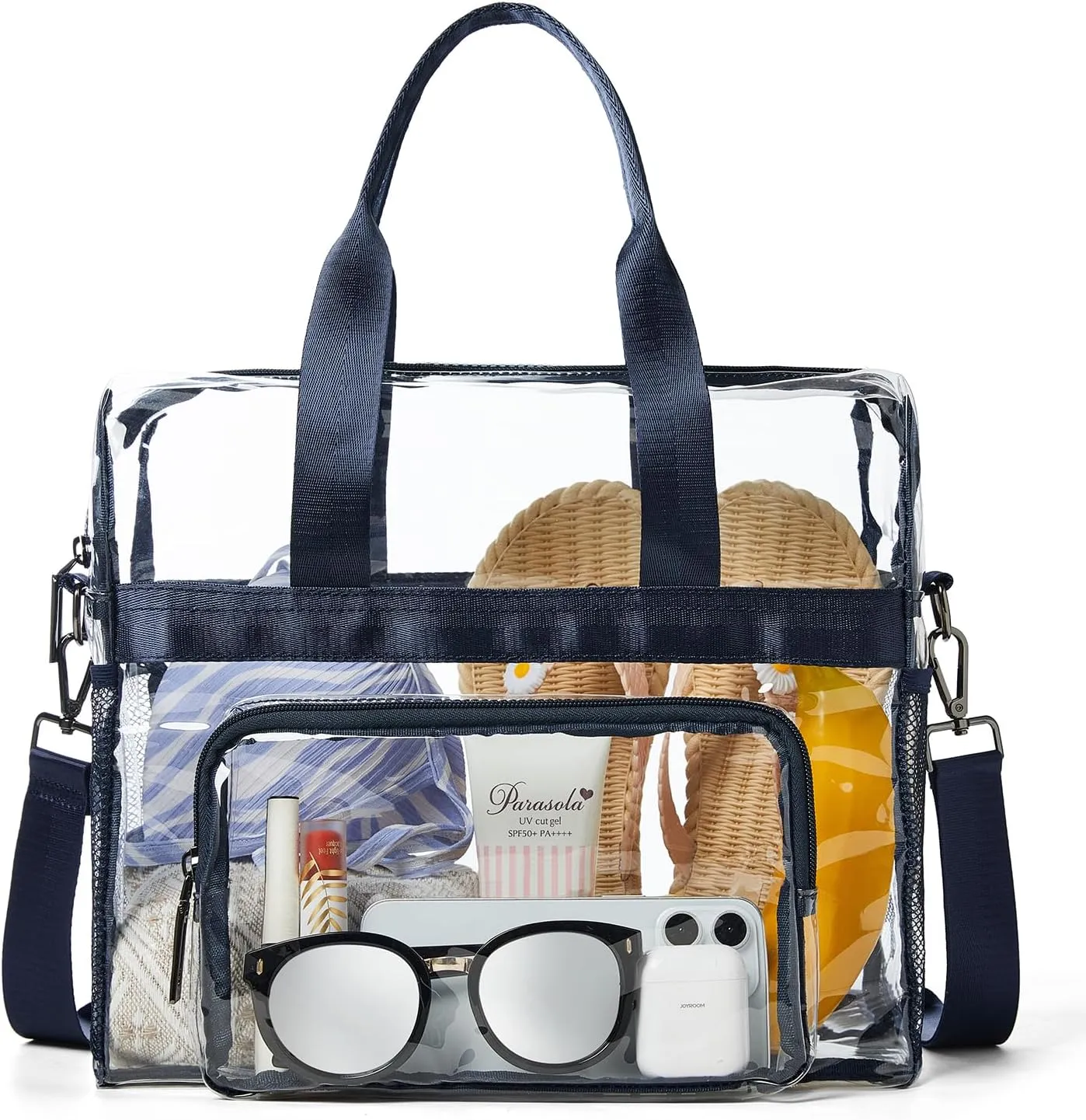 Bluome Clear Bag For Stadium Events 12×6×12 Crossbody Beach Lunch Tote Transparent Bag Purse Stadium Approved For Women Men