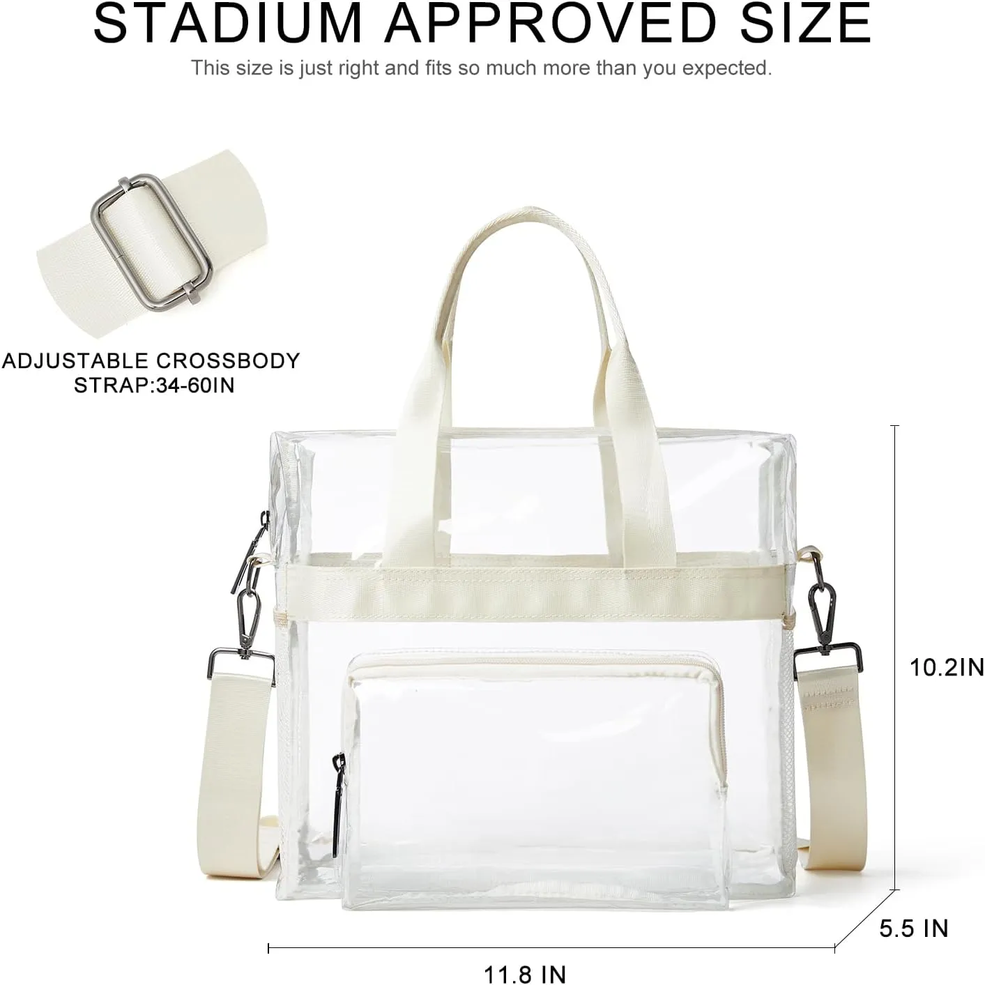 Bluome Clear Bag For Stadium Events 12×6×12 Crossbody Beach Lunch Tote Transparent Bag Purse Stadium Approved For Women Men