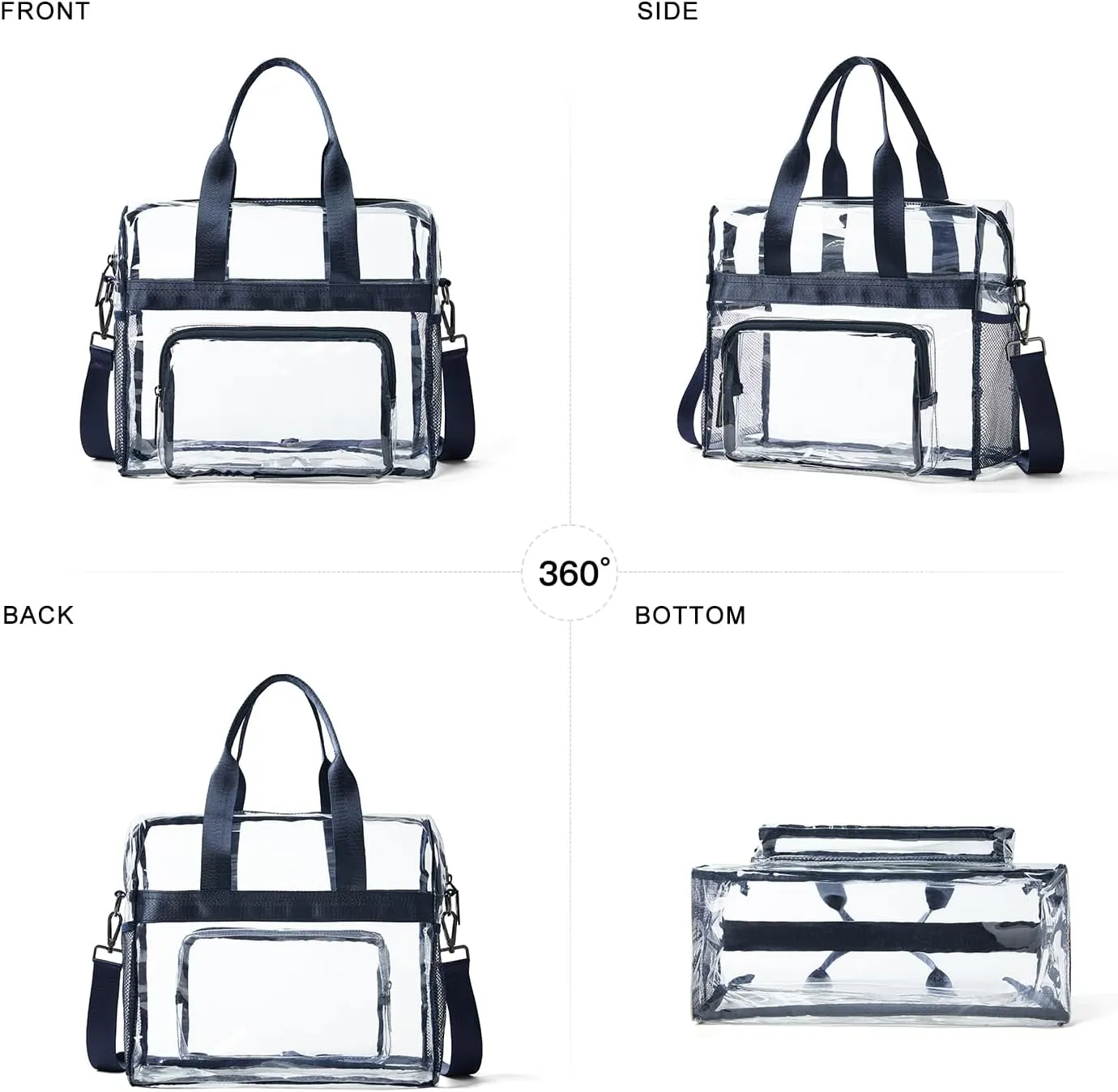 Bluome Clear Bag For Stadium Events 12×6×12 Crossbody Beach Lunch Tote Transparent Bag Purse Stadium Approved For Women Men