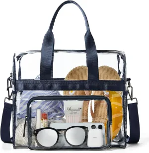 Bluome Clear Bag For Stadium Events 12×6×12 Crossbody Beach Lunch Tote Transparent Bag Purse Stadium Approved For Women Men