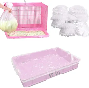 BNOSDM 100 PCS Disposable Rabbit Cage Liner Plastic Guinea Pig Cage Bedding