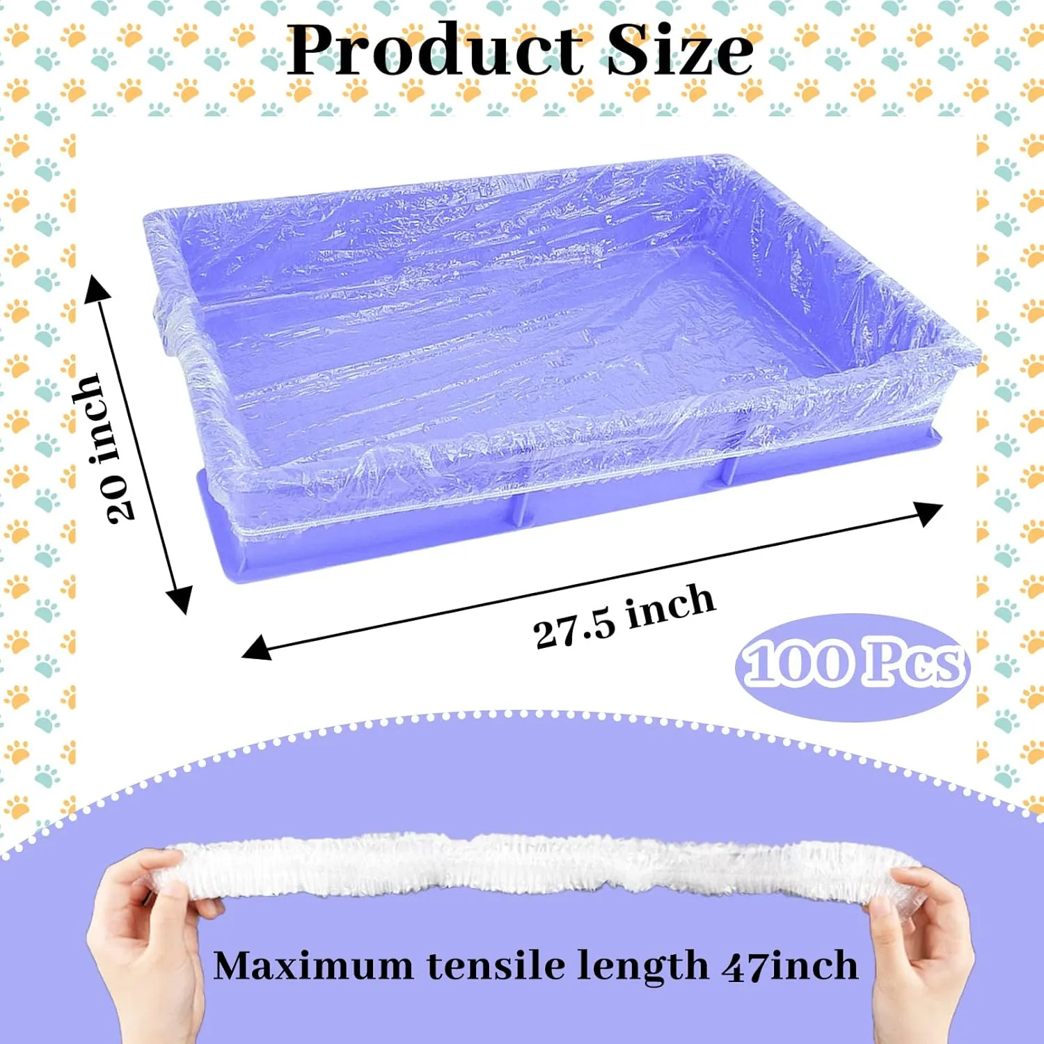 BNOSDM 100 PCS Disposable Rabbit Cage Liner Plastic Guinea Pig Cage Bedding