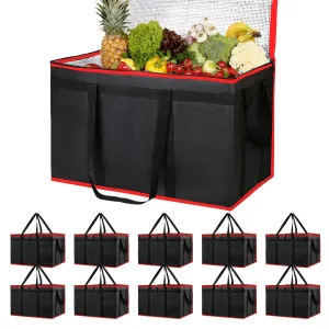 Bodaon 10-Pack Insulated Food Delivery Bag, XXXL Pizze Cooler Bags, Dashers Door Dash Accessories, Thermal Cold/Hot Styrofoam Carrier for Car/Travel/Shopping/Catering/Doordash, Warmer/Frozen