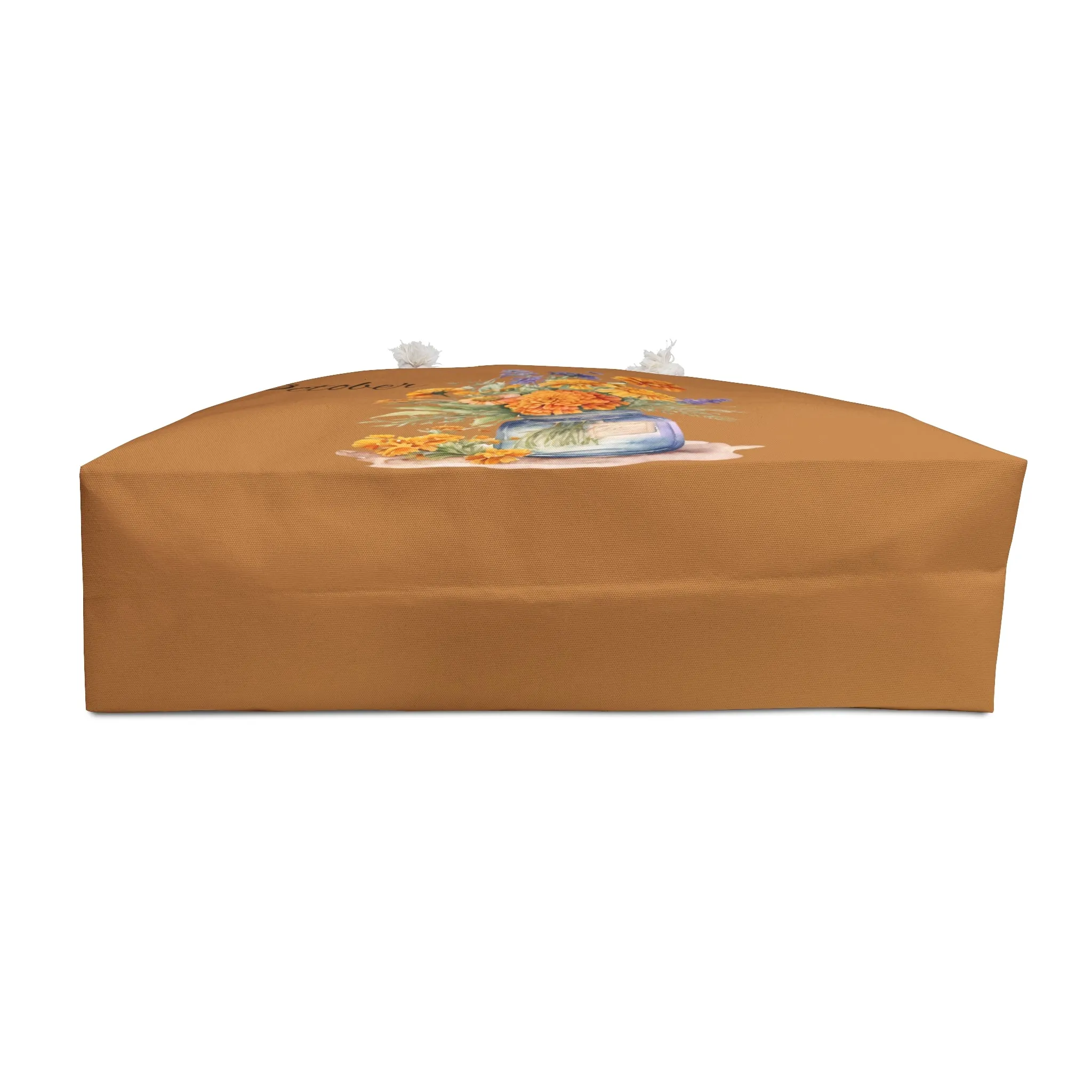 Boho Weekender Bag, October Flower of the month, Marigold Flower, Bohemian Travel Bag
